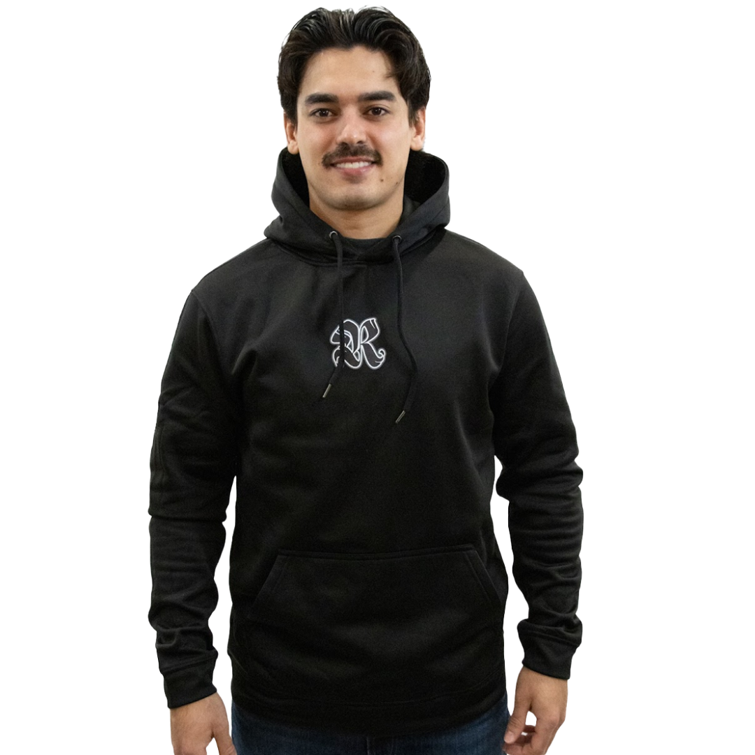 R Printed Standard R Logo Hoodie – Black – Adult